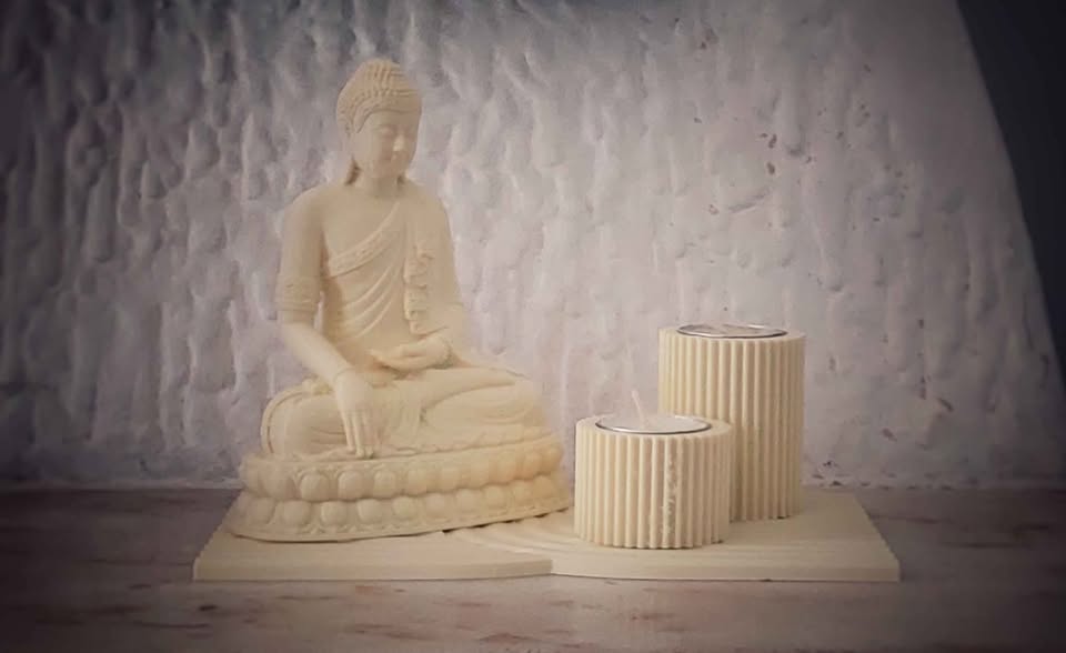 Set de Meditación con Buda y Portavelas - Decoración Personalizable